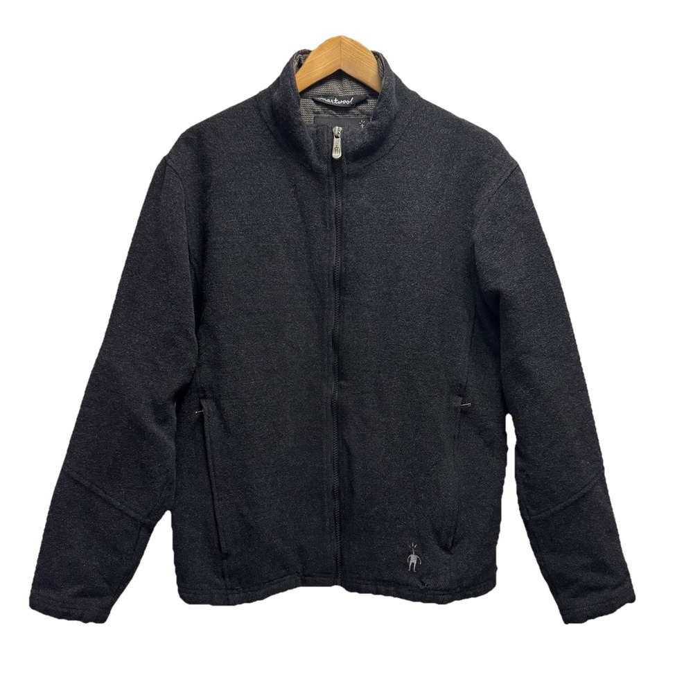 Smartwool Mens Size Medium Dark Gray Full Zip Wool Knit Bomber Jacket Canada guc